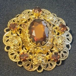 Vintage German Gold Tone Brooch